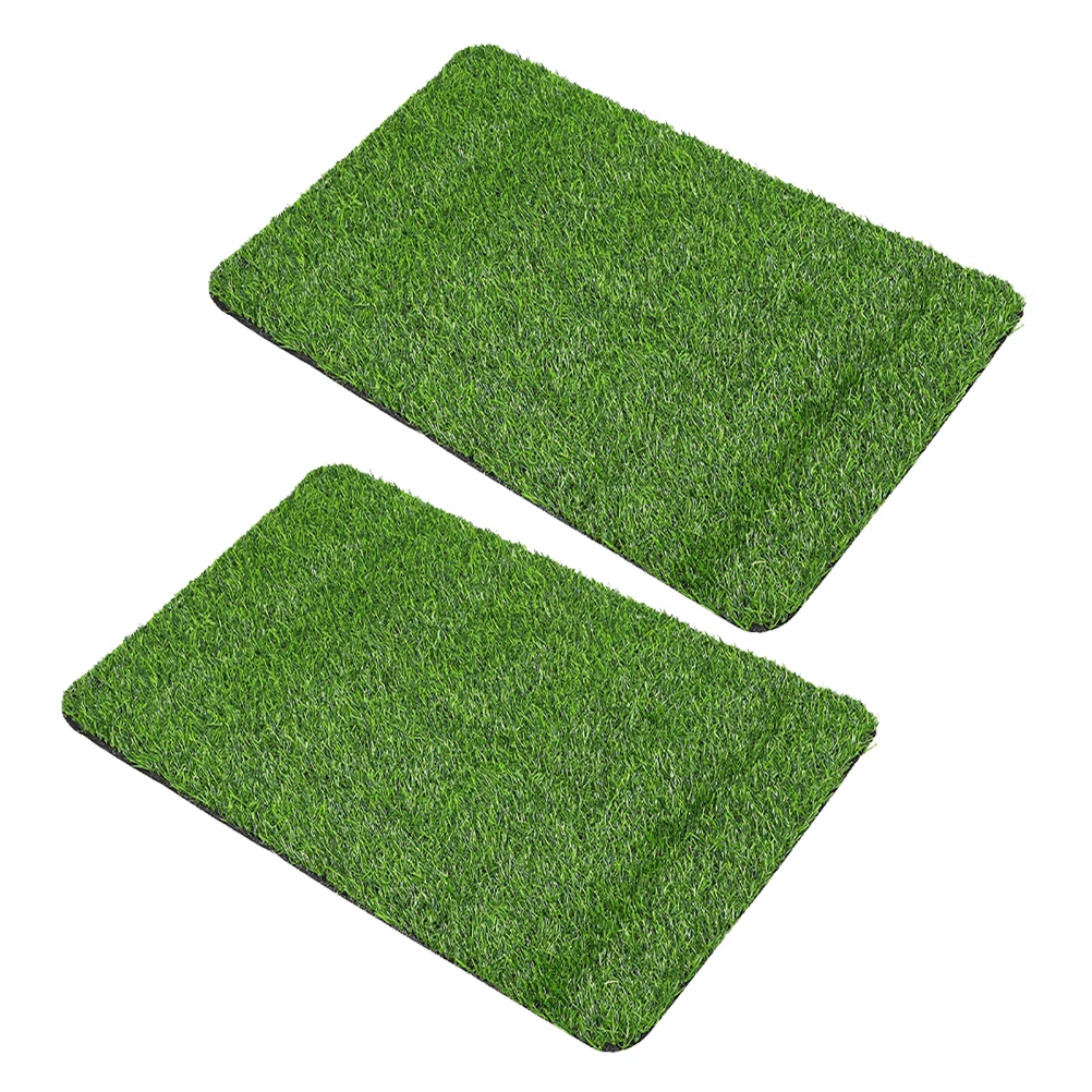 

2 Pcs Artificial Turf Bathroom Rugs Mat Polypropylene Fiber Balcony Door Pad Fake Grass Carpet Entryway Rug Pet Friendly Durable