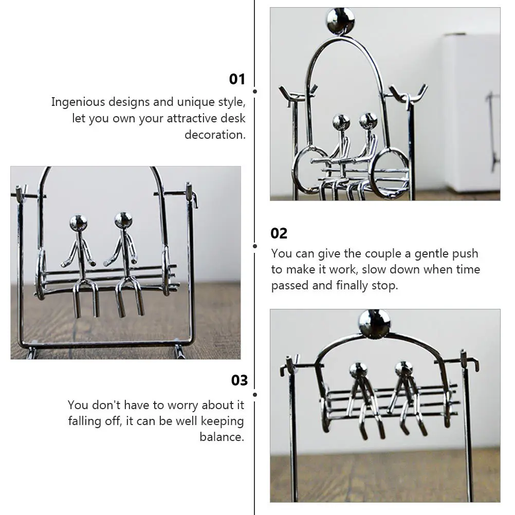 أرجوحة صغيرة للزوجين موازنة سطح المكتب الديكور الحديد الفن بهلوان الفيزياء البندول الحركة مكتب زخرفة #4