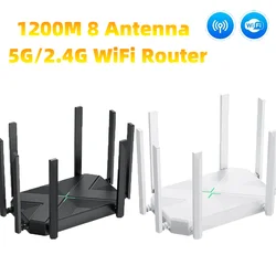 8 Antenna 1200M Wireless Router Enhancer WiFi Repeater Extender 2.4G 5GHz Signal Amplifier for Home Office with Firewall