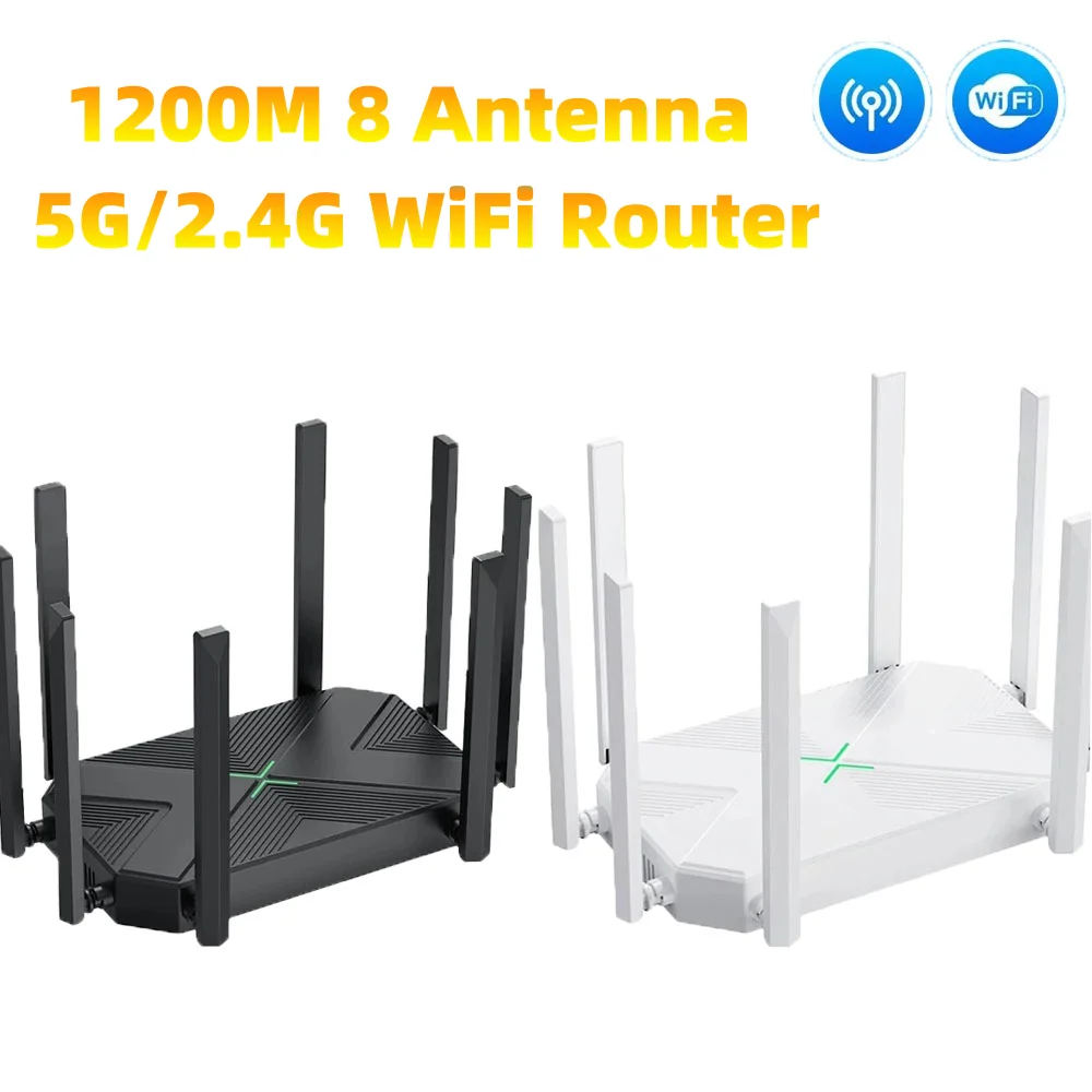 8 Antenna 1200M Wireless Router Enhancer WiFi Repeater Extender 2.4G 5GHz Signal Amplifier for Home Office with Firewall