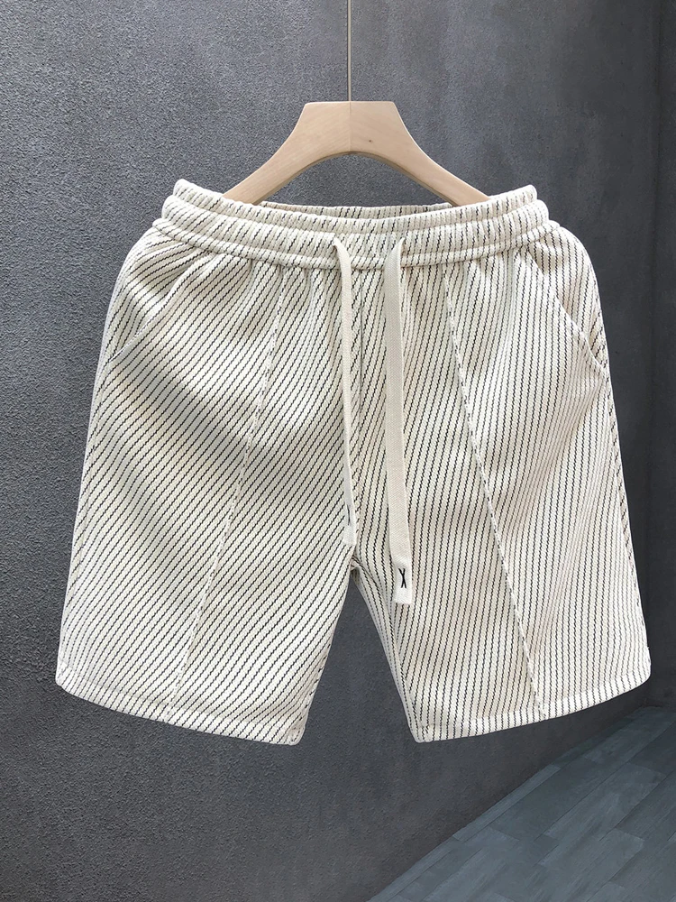 

Summer New Men's American Casual Pants Breathable Sport Shorts Striped Five-Point Fashionable Youthful Vitality Loose Fit