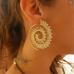 Ethnic Jewelry Swirl Hoop Earring For Women Gold Color Geometric Earrings Steampunk Style Statement Party