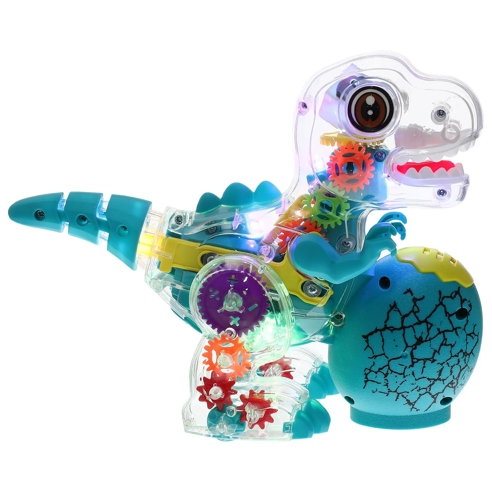 

Электрический прозрачный динозавр с прозрачными шестеренками, движущимися элементами, музыкой, светом и звуковой анимацией, игрушка для мальчиков и девочек от 3 лет