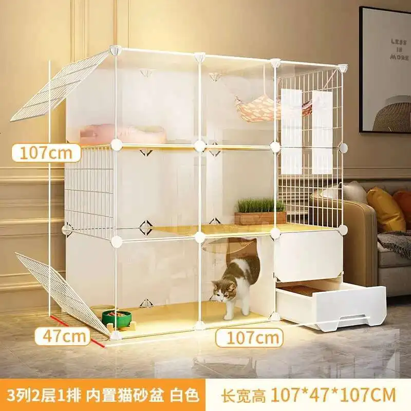 Cages Home Indoor Cat Litter Box Integrated House Simple  Villa Toilet Super Large Free Space Pet Products Cat Cage