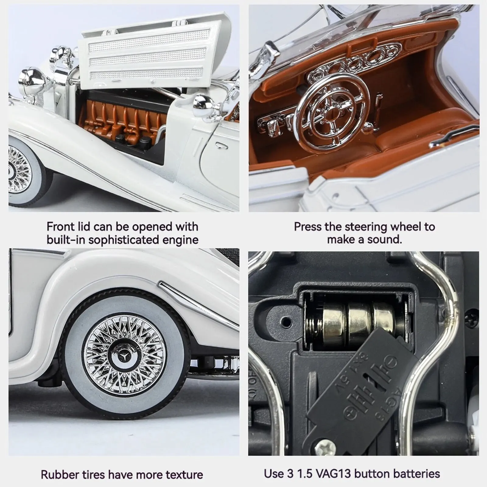 Model samochodu w stylu vintage ze stopu 1:24, klasyczny dla serii 500K i CLK-GTR, odpowiedni do kolekcji młodzieżowych i ekspozycji