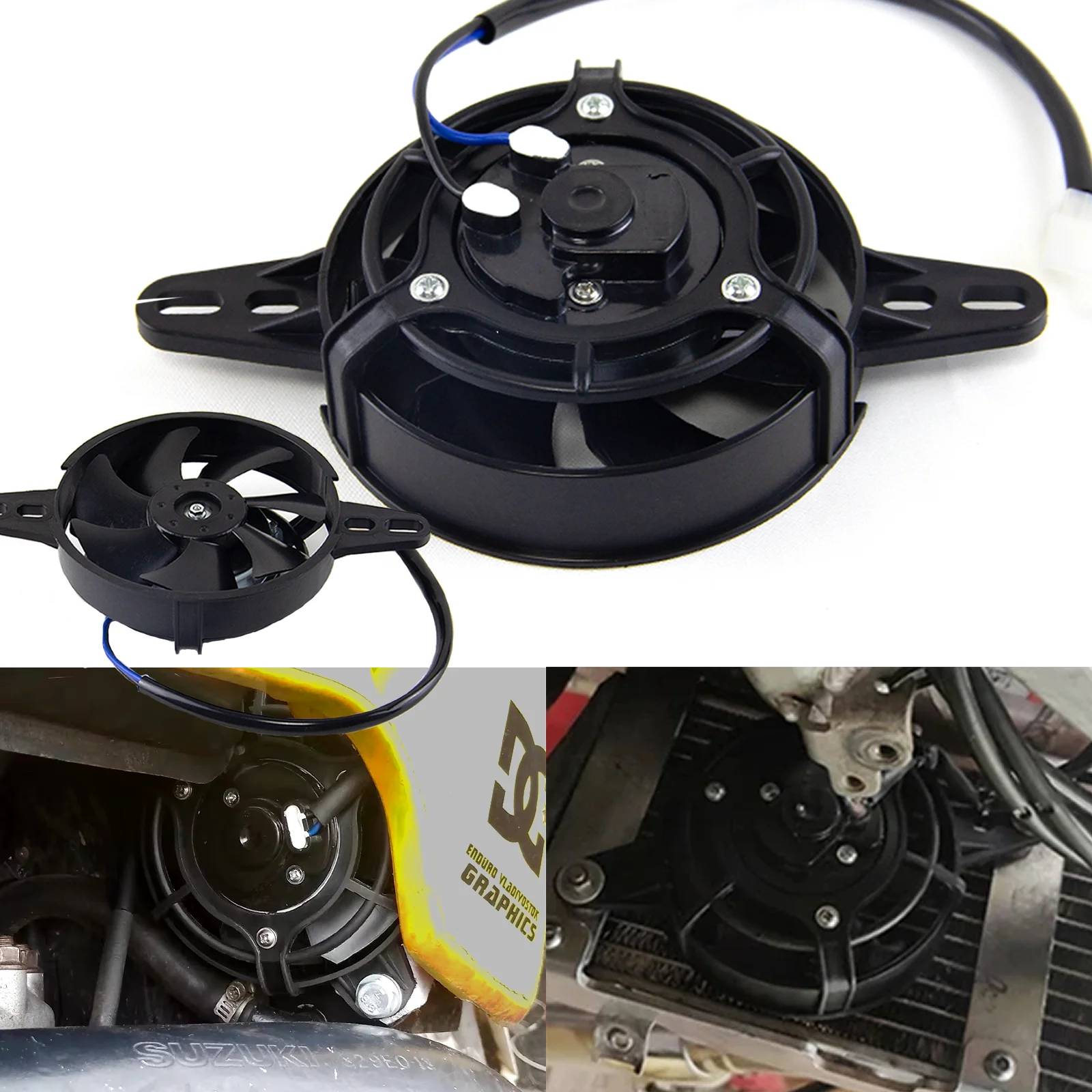 

12V Universal Motorcycle Engine Cooling Fan For ATV 4WD Quad Karts 150cc 200cc 250cc Motocross Electric Radiator Oil Cooler