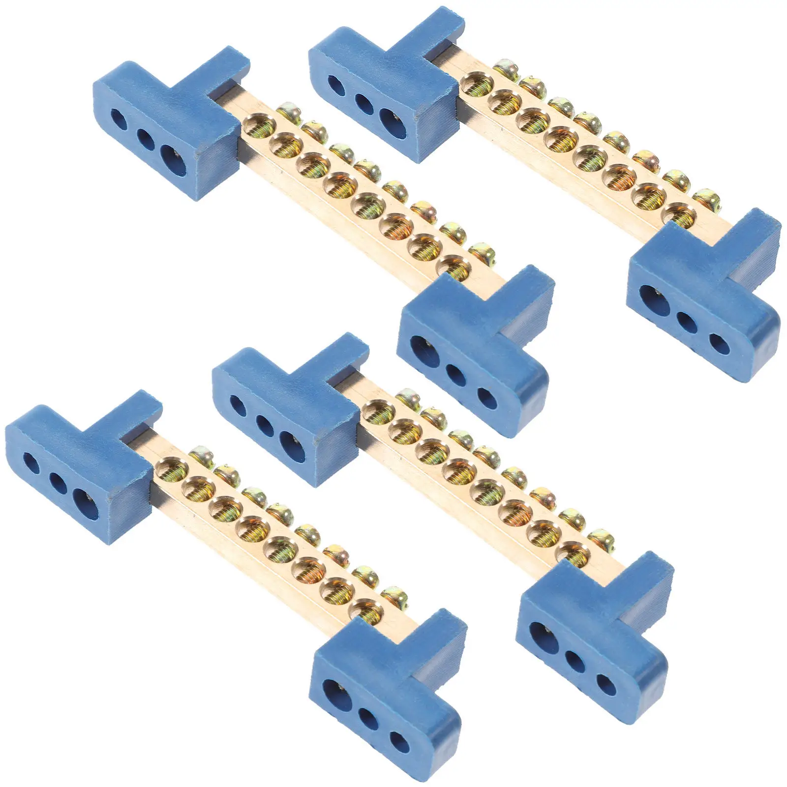 4Pcs Battery Terminal Distribution -Hole Copper Bus Bar Brass Conductive Strip with Insulated Base for Car Boating Rv