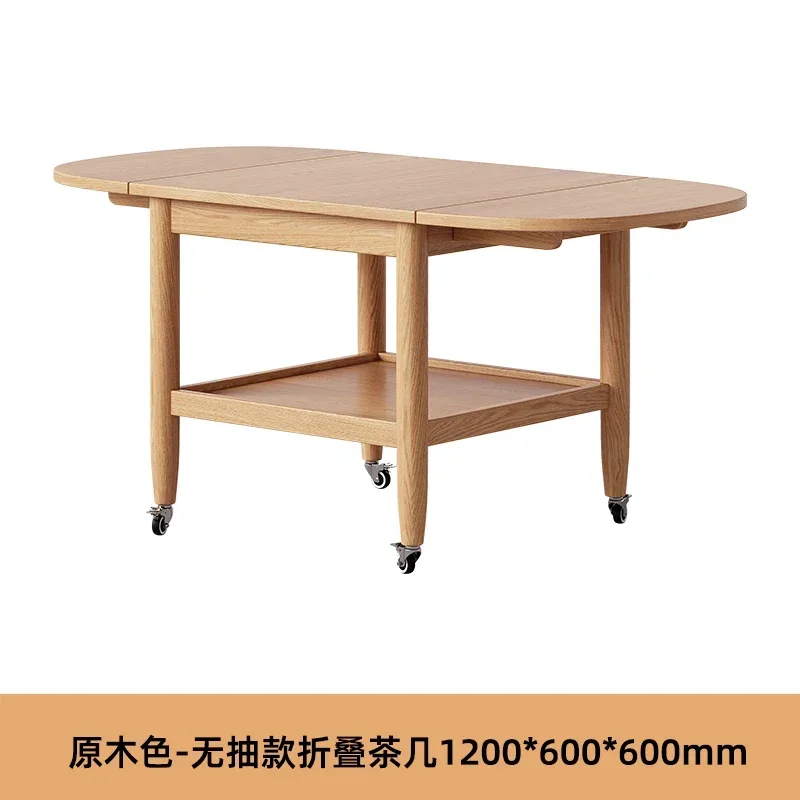 

Solid Wood Modern Simple and Foldable Tea Table Home Living Room Oak Movable Tea Table