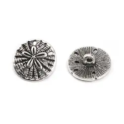 20pcs Vintage Handmade Sewing Shank Buttons Round Antique Silver Color Flower Carved Windbreak Buttons Coat Accessories 19x18mm