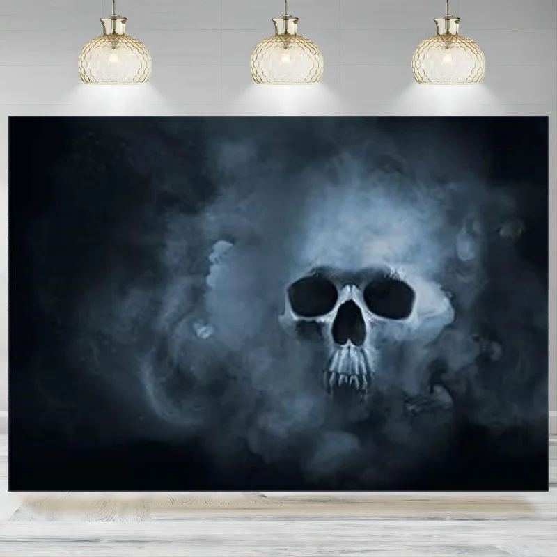 

Halloween Party Backdrop Black Background Skull Photography Background Horrible Skeleton Photo Curtain Wallpaper Banner