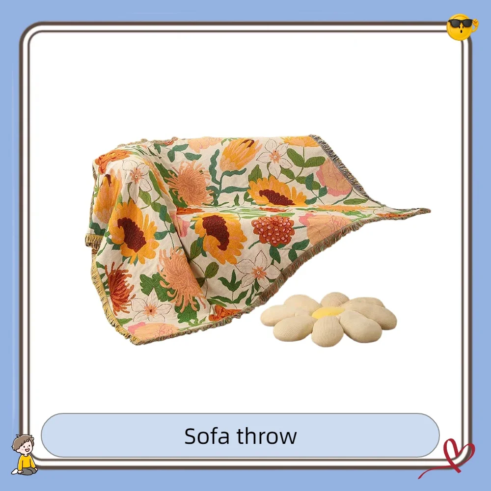 

Одеяло с узором календулы для дивана, скатерть, декоративная ткань, коврик для пикника, пылезащитный чехол