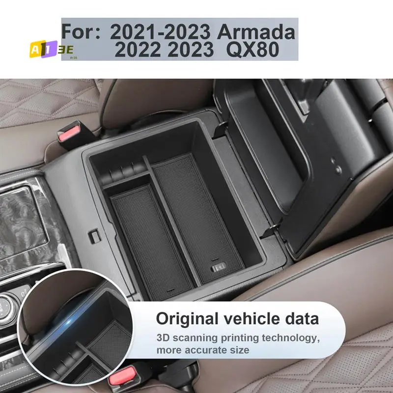 

A03E-For Nissan Armada 2021-2023 Infiniti QX80 2022 2023 Center Console Organizer Insert Armrest Storage Box Tray Accessories