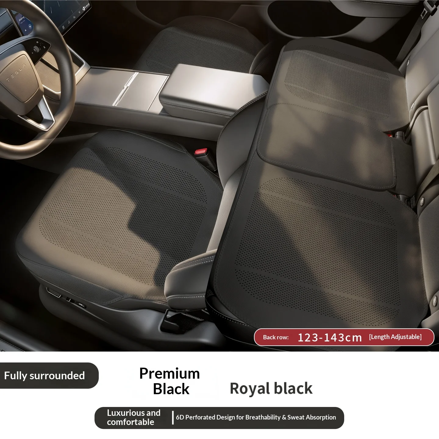 Litchi textured leather  seat cushion with full surround front and rear padding, breathable, sweat resistant, and wear-resistant