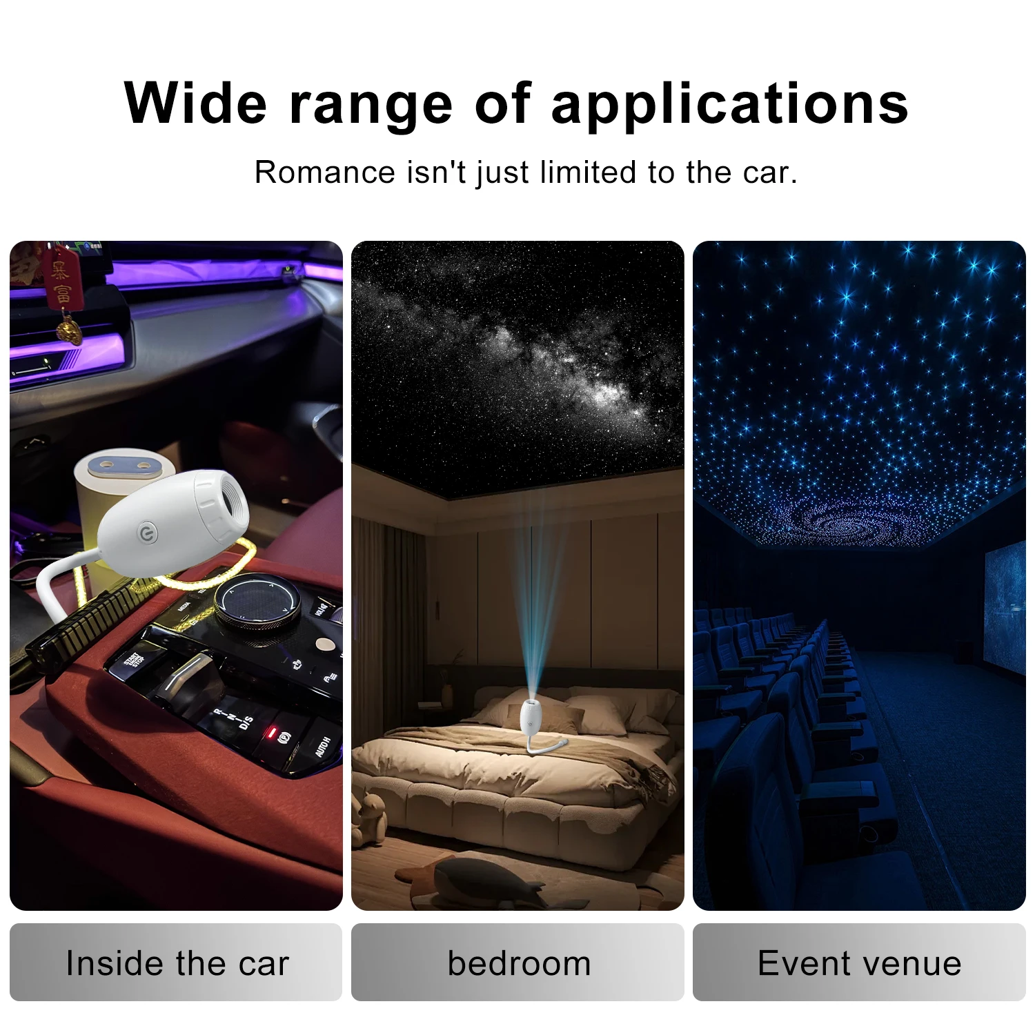 New Car USB Ambient Light Large Range Projection Romantic Atmosphere Multiple Scenes Adjustable Focus Distance