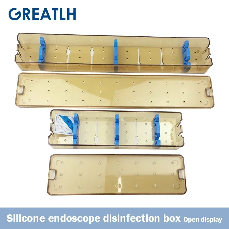 Caja de esterilización de endoscopio de silicona, caja de desinfección de endoscopio de plástico grande/pequeño resistente a altas temperaturas,