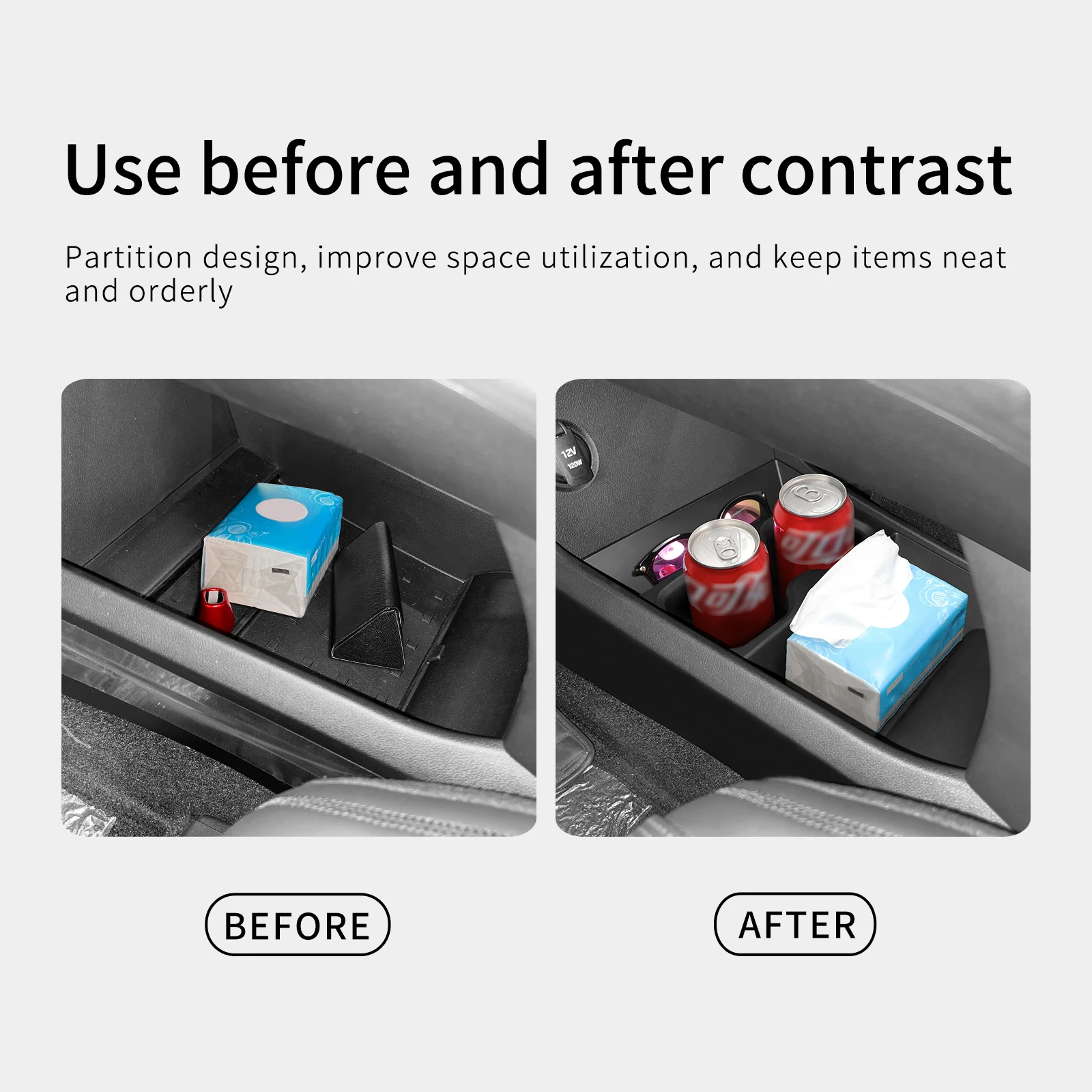 Smabee für Hyundai Santa Fe 2024 2025 2026 Aufbewahrungsbox Getränkehalter Anti-Schmutz-Pad Auto-Innenausstattung Organizer Ordnungssystem Schwarz – Detail 10