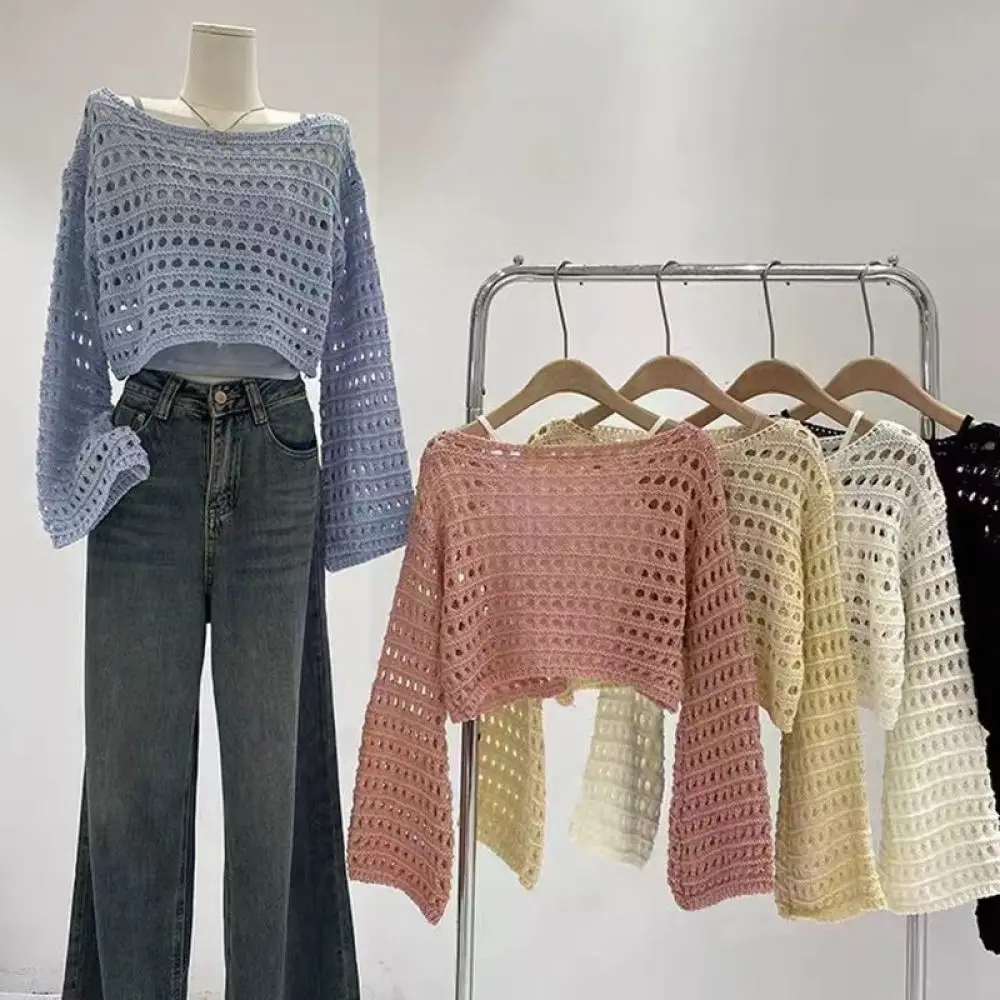 women-summer-knitted-sweater-french-hollow-out-long-sleeve-cropped-pullover-female-casual-thin-sun-protection-blouse-shirt-top