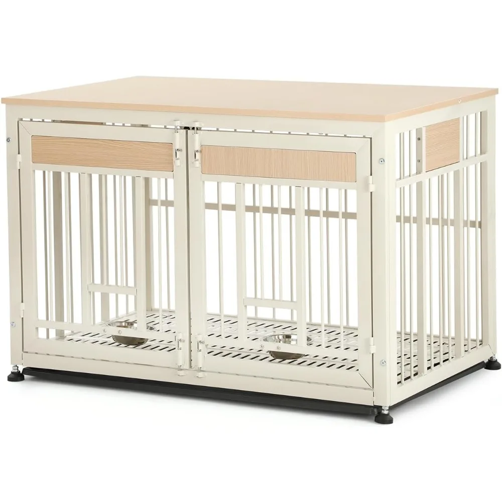 

Большой деревянный ящик для собак со съемной сковородой и двойными станциями для кормления, декоративная мебель для домашних животных