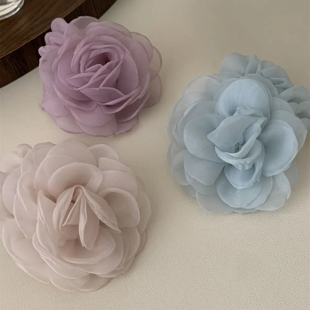 Hair Tie Mesh Flower Hair Band Ponytail Holder Hair Ring Elastic Hair Band Hair Accessories Camellia Flower Rose Hair Rope DIY