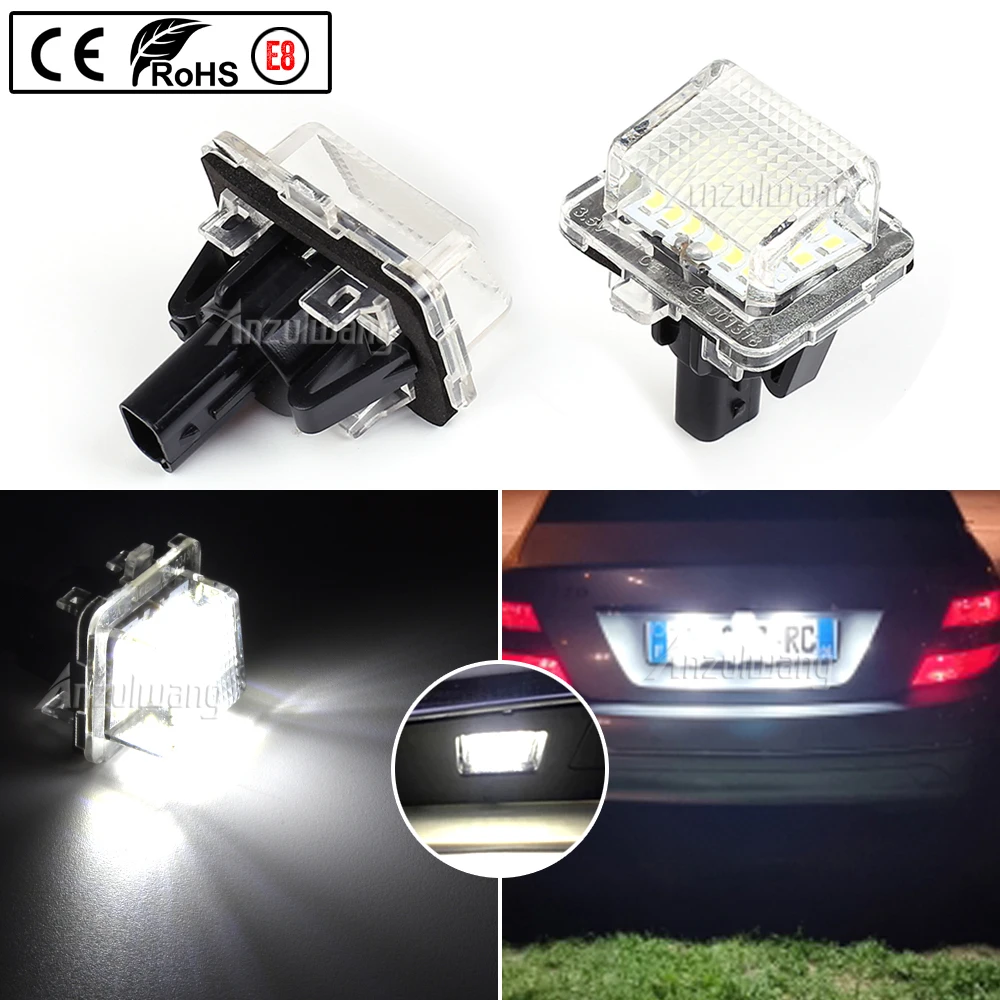 2 Pcs For Mercedes Benz W204 W221 W212 C216 W166 S204 S212 C207 Canbus LED Car Number License Plate Light Assembly Auto Lamp