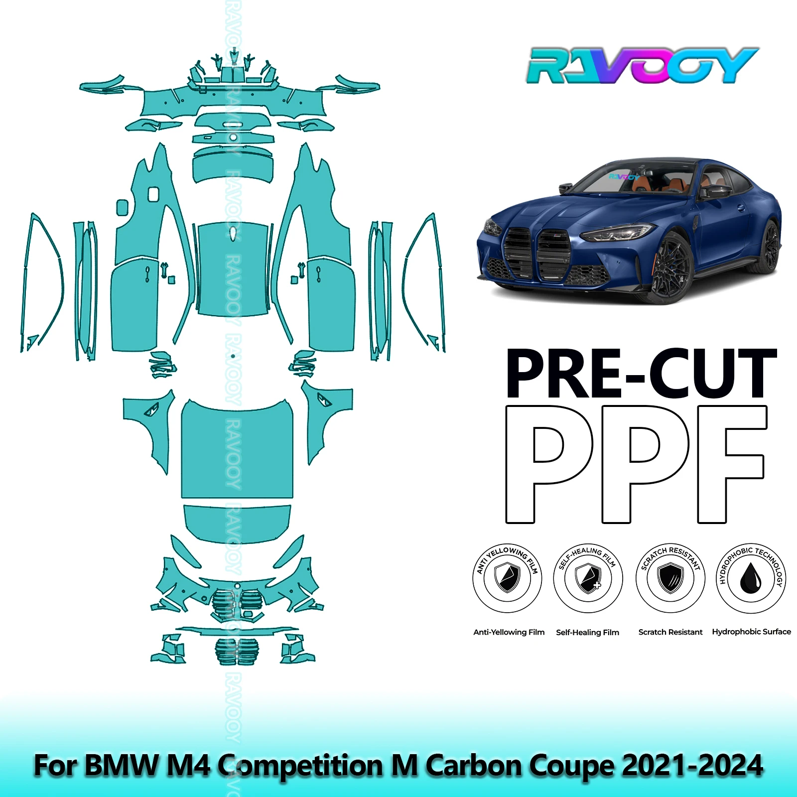 

Car Precut PPF Paint Protection Film Full Vehicle For BMW M4 Competition M Carbon Coupe 2021-2024