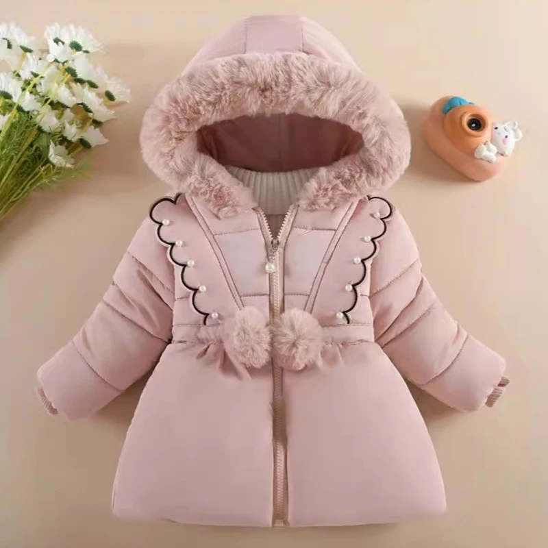 Children\'s Winter Clothing For Girls 1 to 6 Years Old Cashmere Thickened Fashion Cotton-Padded Jacket Kids Long Sleeve Outfits