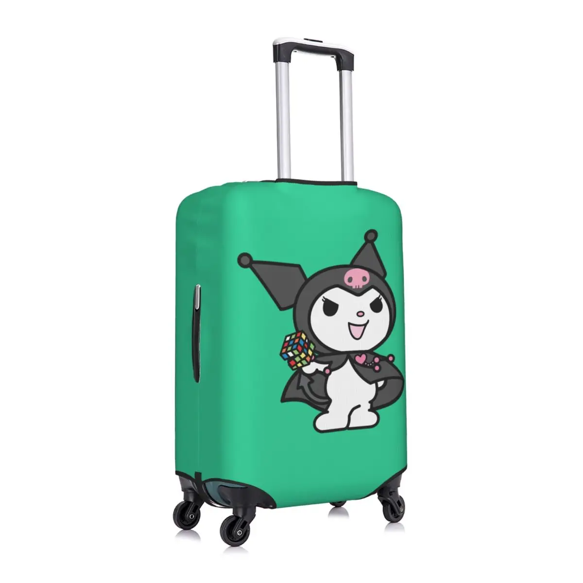 Capa de bagagem personalizada Kuromi Skull Capa protetora de mala engraçada adequada para 18-32 polegadas