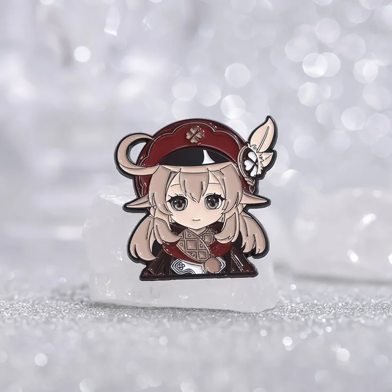 Genshin Impact Game Danemark ge Brooch Pins, Cute Cartoon, Rick Hutao Xiao Klee Venti Enamel Backpacks, Jackets Accessrespiration Jewelry