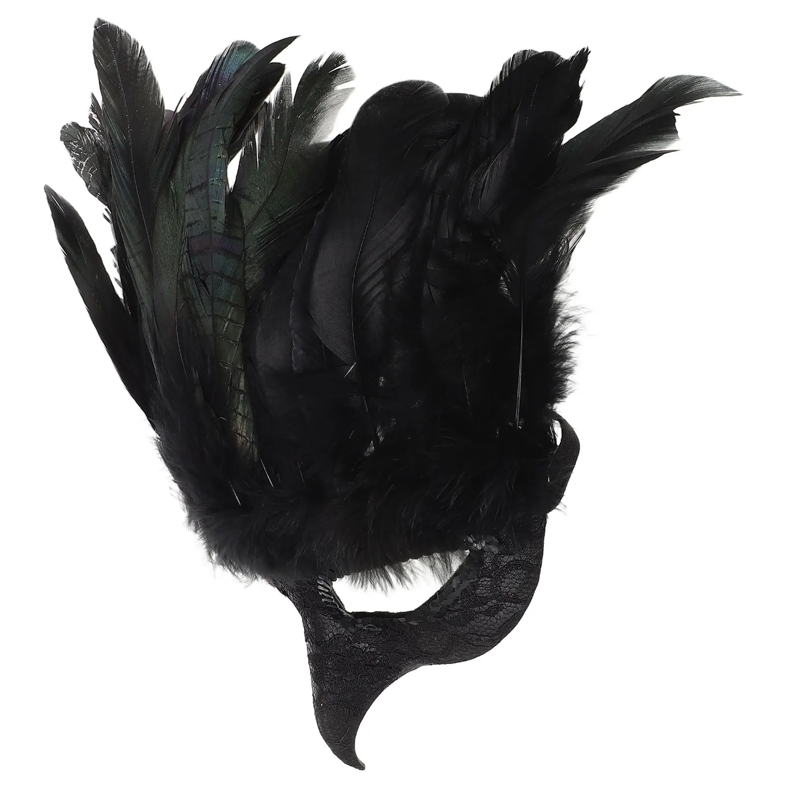 

Feathered Halloween Masquerade Mask Black Half Face Costume Prop For Women Men Vintage Gothic Party Role Play Carnival Cosplay