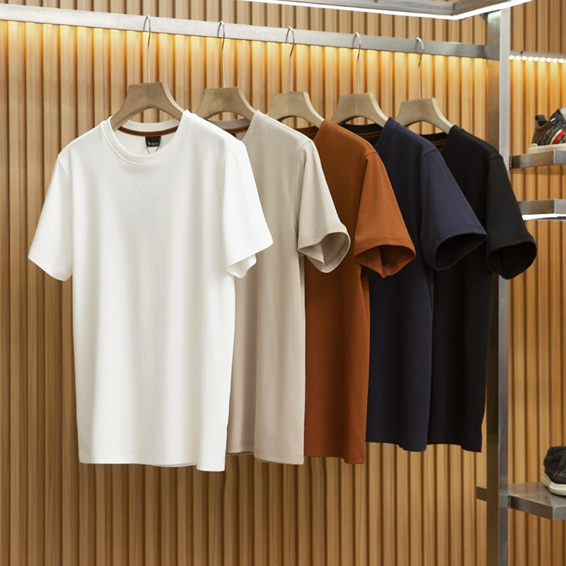  Summer Men's T-Shirt 80-Strand Supima Cotton round Neck Short Sleeve Casual Skin-friendly Breathable Base Shirt Trendy