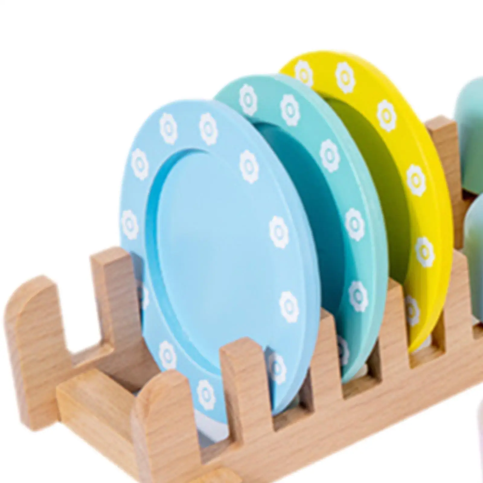 Kitchen Set Toy Wooden Play Dishes and Plates for 3 4 5 6 7 8 Year Olds