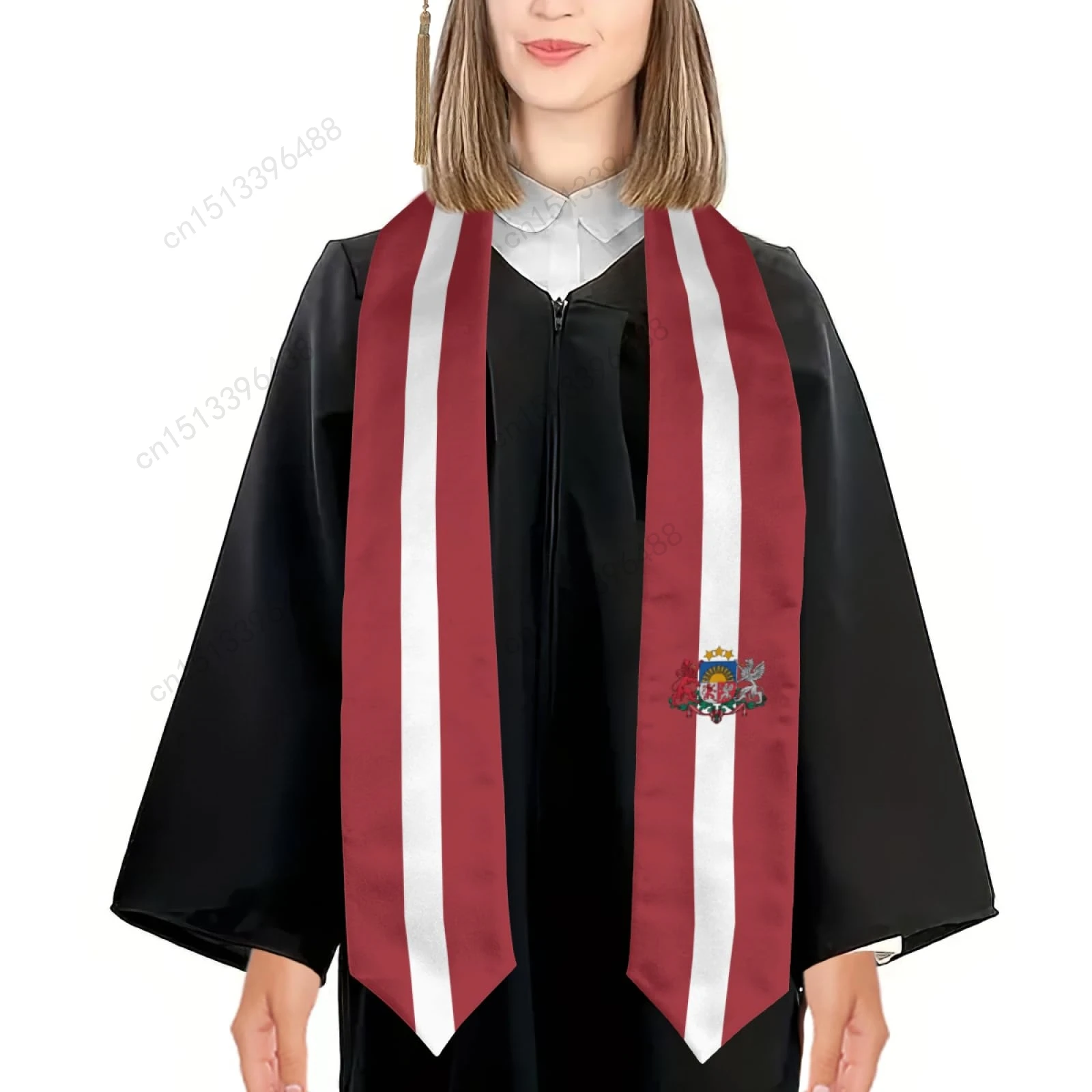 2025 Latvia Flag Graduation Stole Shawl Sash Honor For Study Aboard International Students