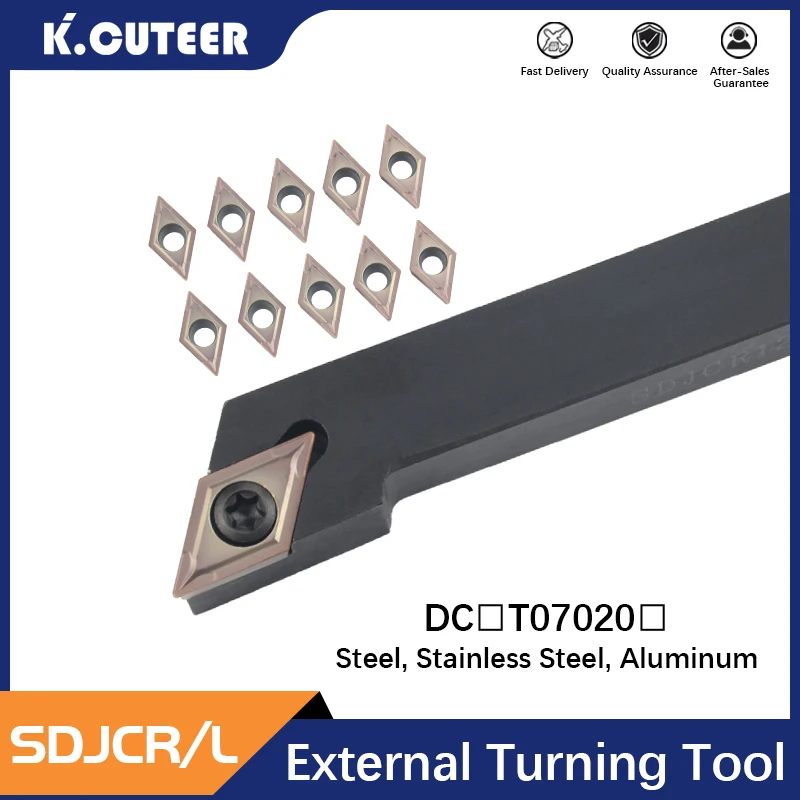 1pc SDJCR1212H07 SDJCR1616H07 SDJCR2525M07 External Turning Tool Holder DCMT07 Carbide Inserts Lathe Bar Cutting Tools Set