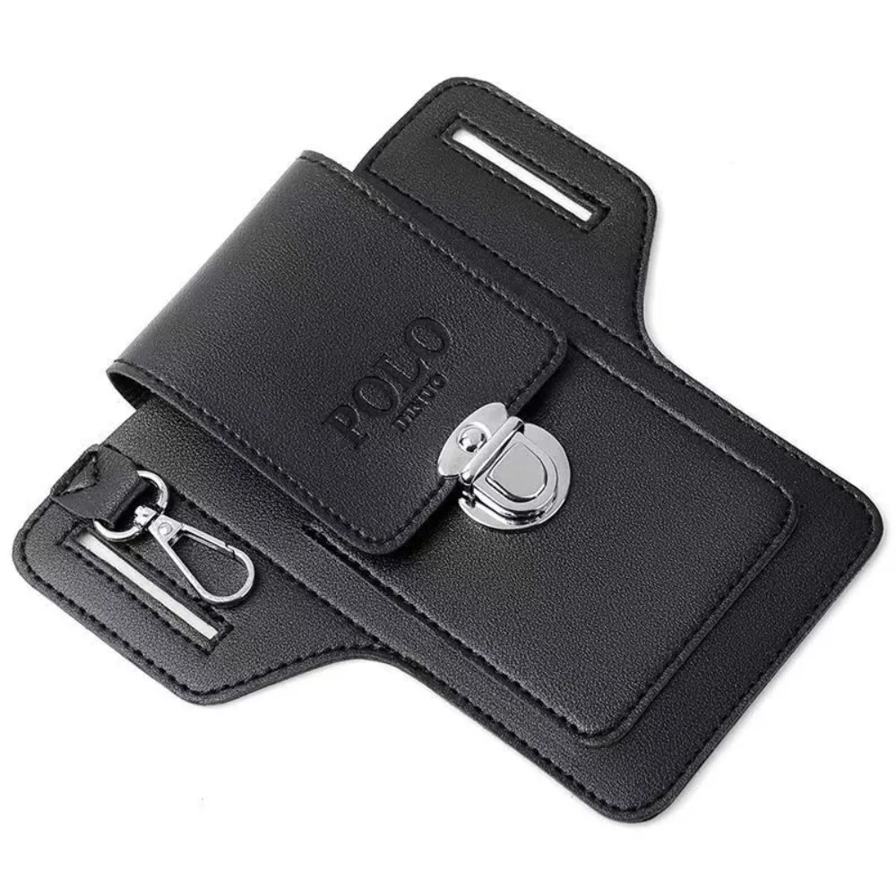 2024 Fashion New Men\'s Belt Leather Case Vertical Multifunctional Portable Phone Waistpack Card Bag Can Be Keyed Pu Leather Gift