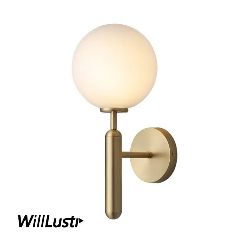 White Glass Globe Wall Lamp Aquatex Water Wave Glass Sconce Light Copper Black Metal Porch Hotel Cafe Bedside Staircase Lighting