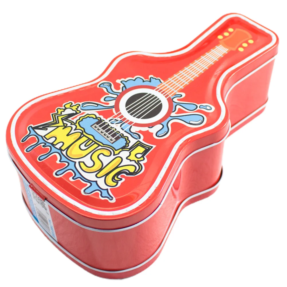 

Vaguelly 1pc Guitar Piggy Bank Tinplate Jar Money Savings Container for Kids Vintage Snack Candy Storage Tea