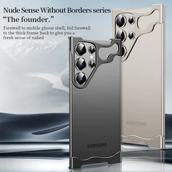 Irregular Metal Bumper Phone Case For Samsung Galaxy S25 S24 S23 Ultra Plus S24+ Alloy Frame Aluminum Lens Protective Film Cover