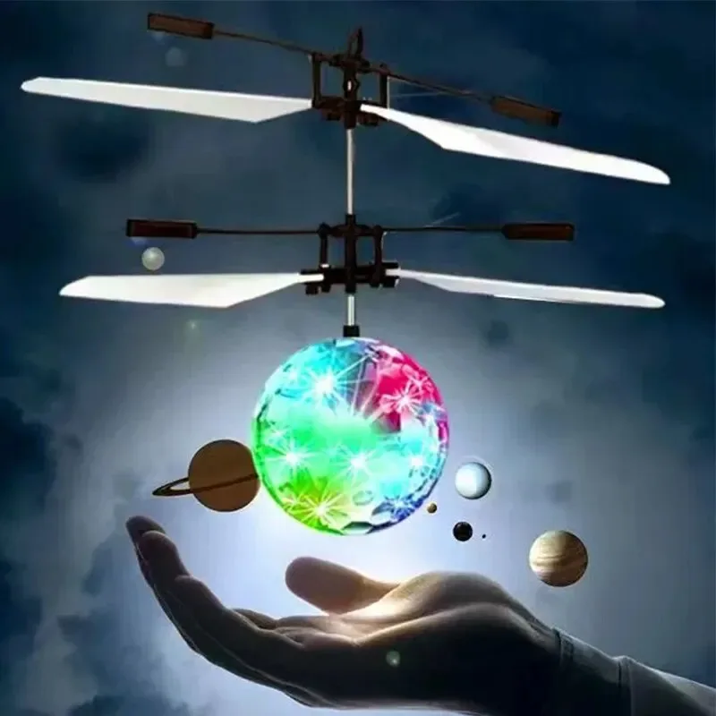 2F-Led Light Suspension Crystal Ball Infrared Induction RC Gesture Control Colorful Glowing Toys Unique Gift for Kids