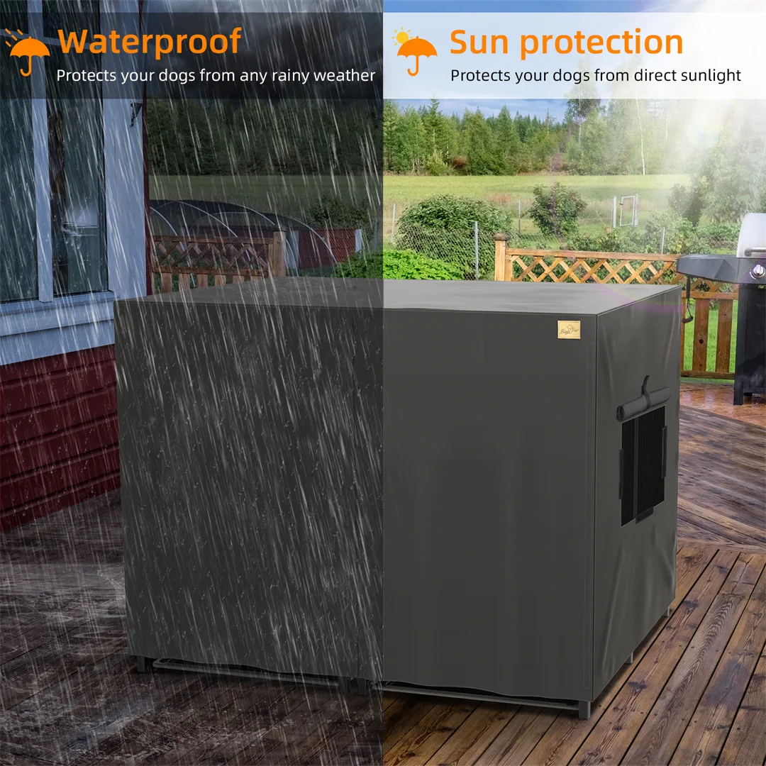 Waterproof Dog Kennel Cover with Double Door Pet Oxford Cage Cover for Dog Crates, Indoor Outdoor Use