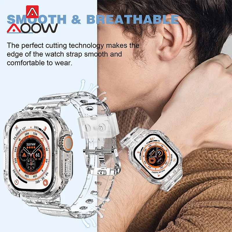 Transparent Strap for Apple Watch iwatch Ultra 8 7 6 5 49mm 40mm 41mm 44mm 45mm Men Women Clear TPU Waterproof Bracelet Band