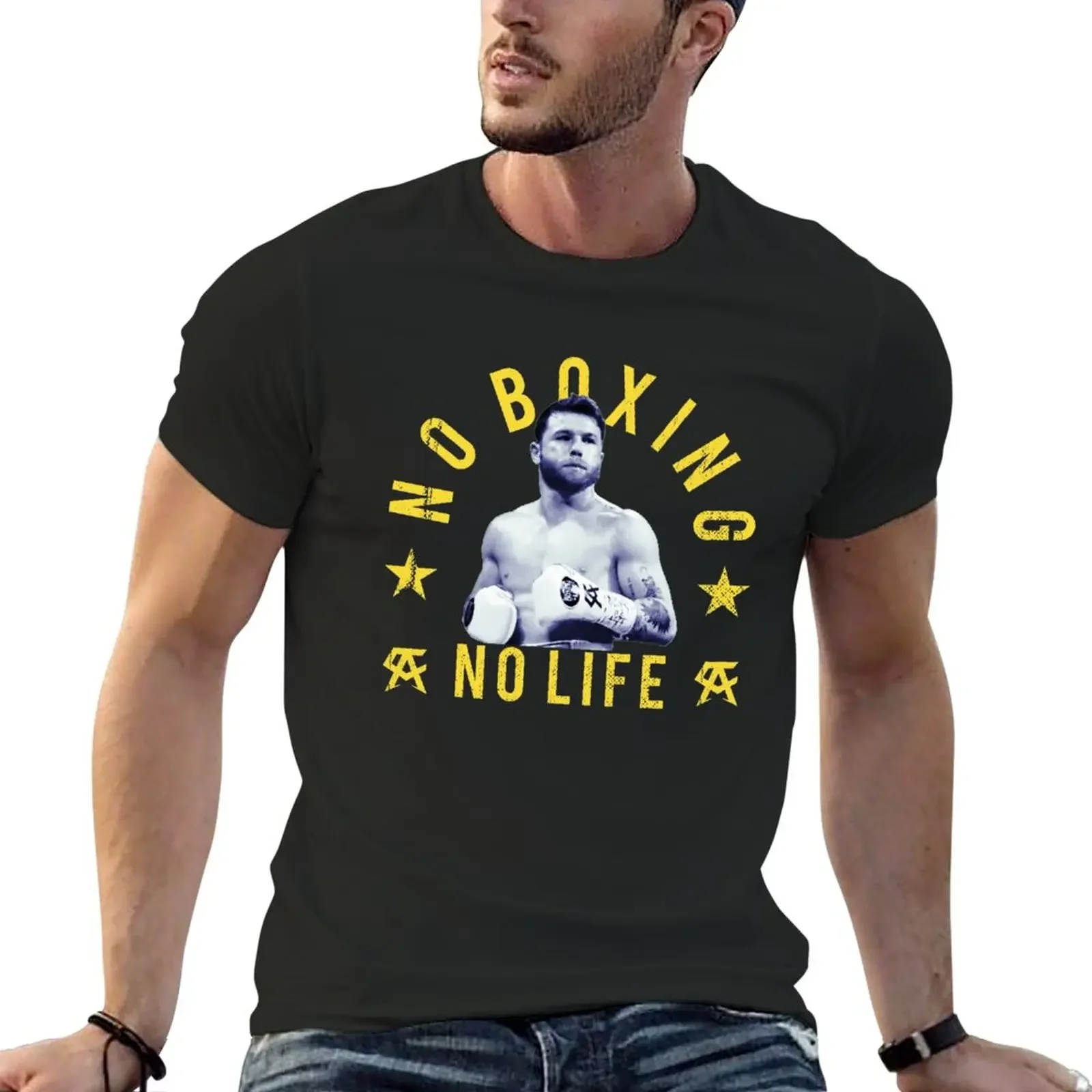 Gold No Boxing No Life Canelo Alvarez T-Shirt plus sizes oversizeds mens t shirts casual stylish