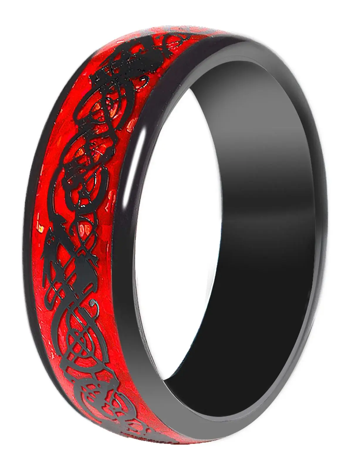 Bande métallique à motif de Dragon à la mode, 7MM, puce T5577, bague en céramique ou puce CUID, bande en Fiber de carbone, bague époxy pour réplique