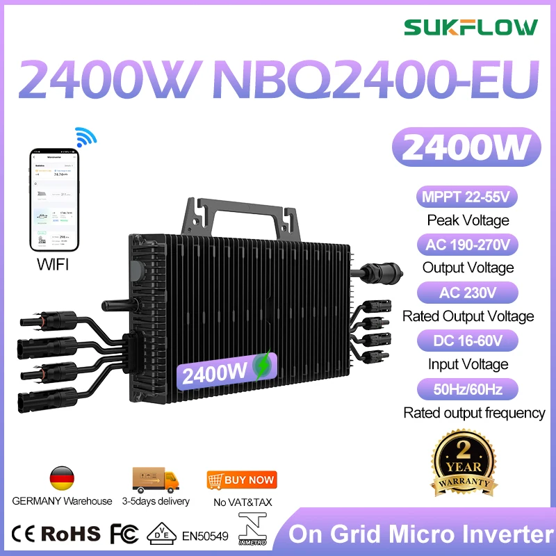 Nouveauté : Micro-onduleur 2400W VDE4105 avec compatibilité WiFi et application, pour une surveillance et un contrôle faciles de votre système d'énergie solaire