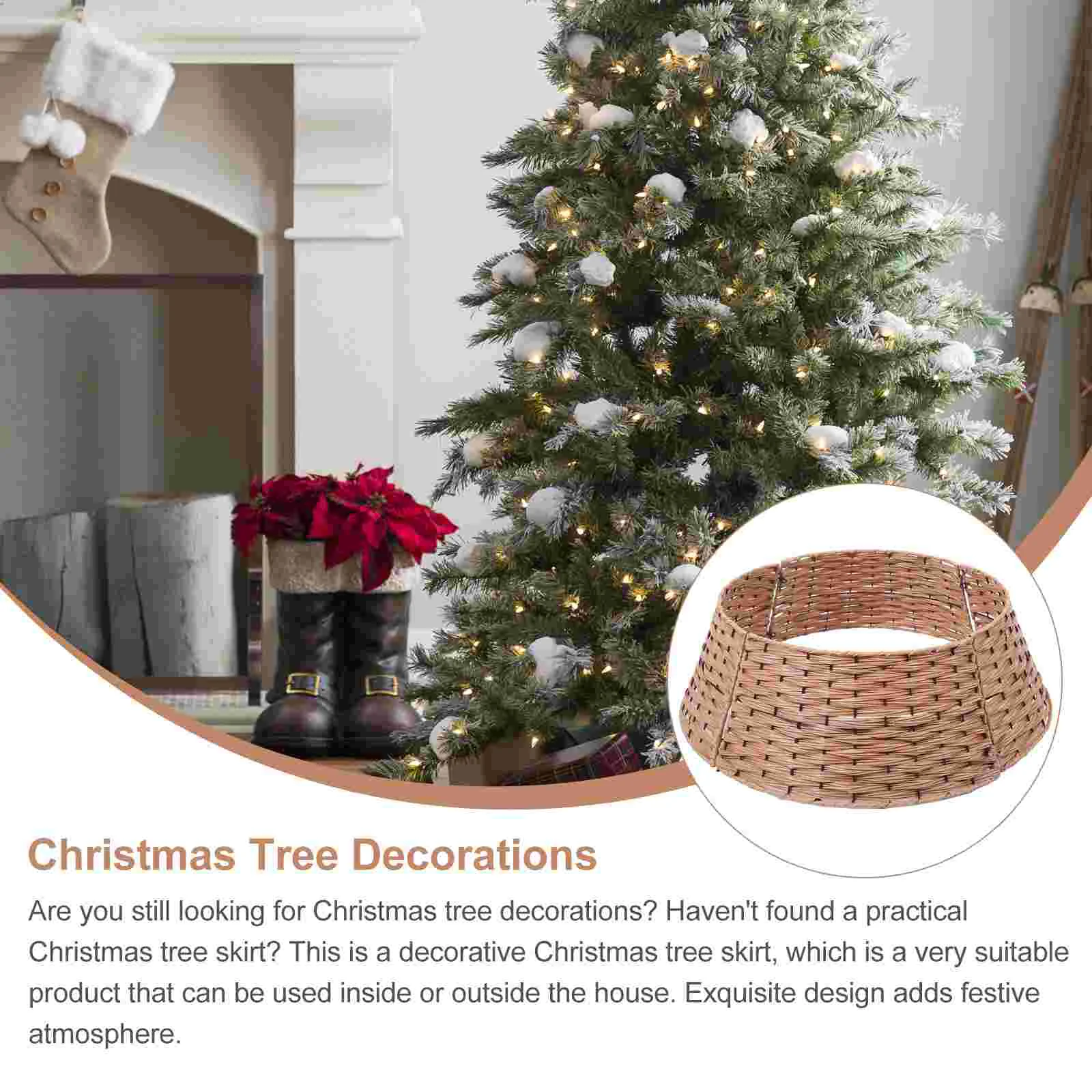 Christmas Tree Base Fence Decoration Outdoor Large Ornaments Skirts Basket for Fall under Xmas Plastic Collars Chic Decorations