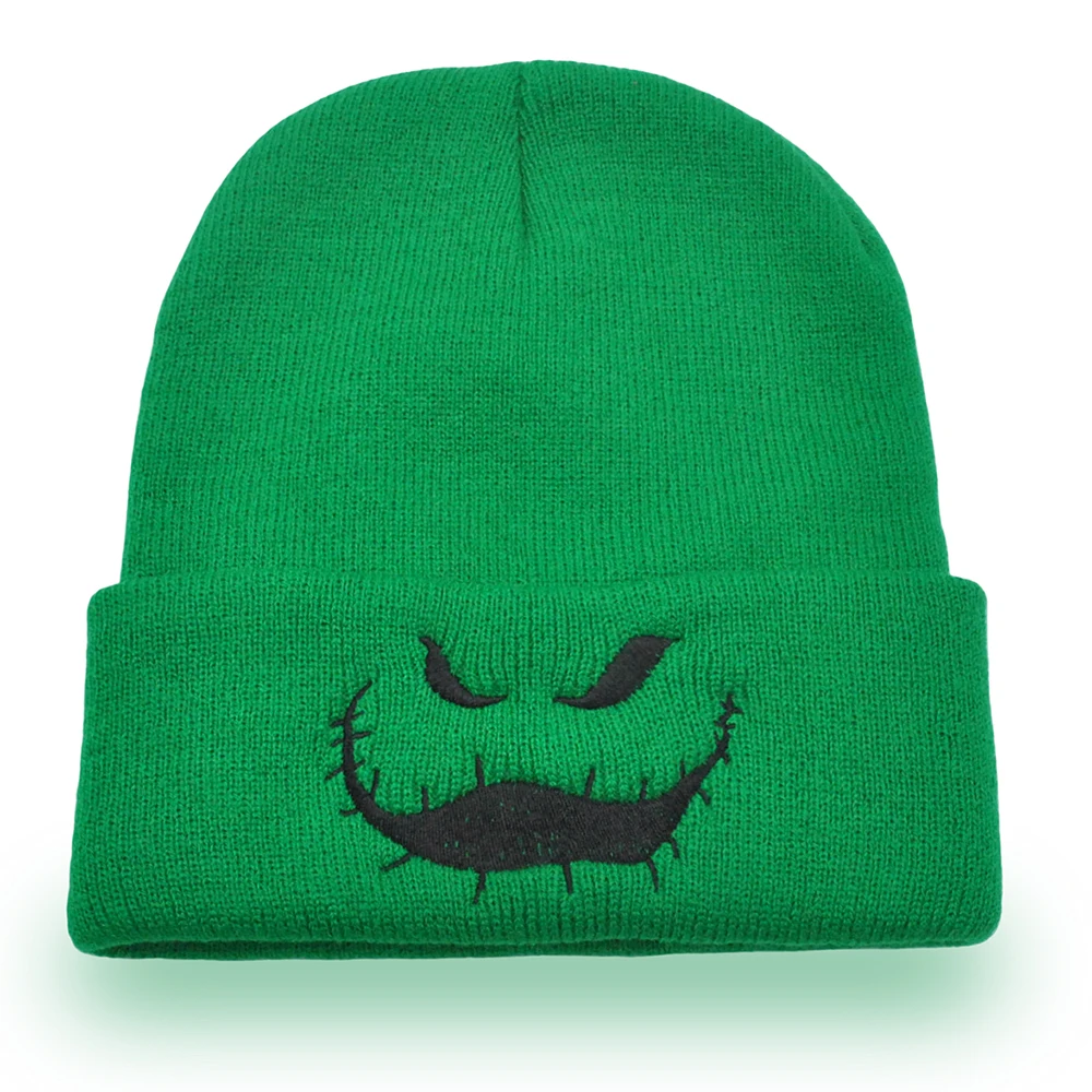 Oogie Boogie Beanie Hat Halloween Knitted Hats Unisex Ski Ghost Grimace Embroidery Cap