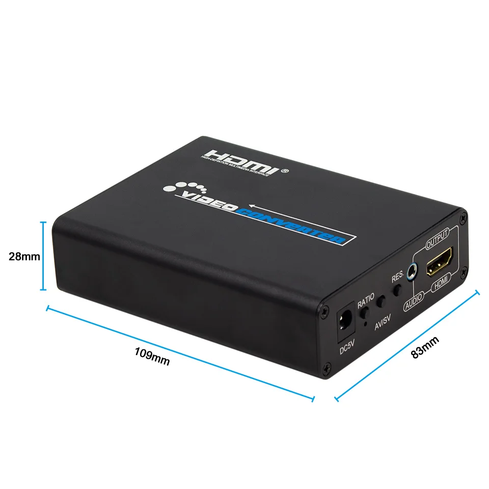 Konwerter kompozytowy 3RCA AV S-Video CVBS na konwerter audio 3,5 mm zgodny z HDMI, przełącznik AV/S VIDEO Adapter Upscaler Ration — zdjęcie produktu 3