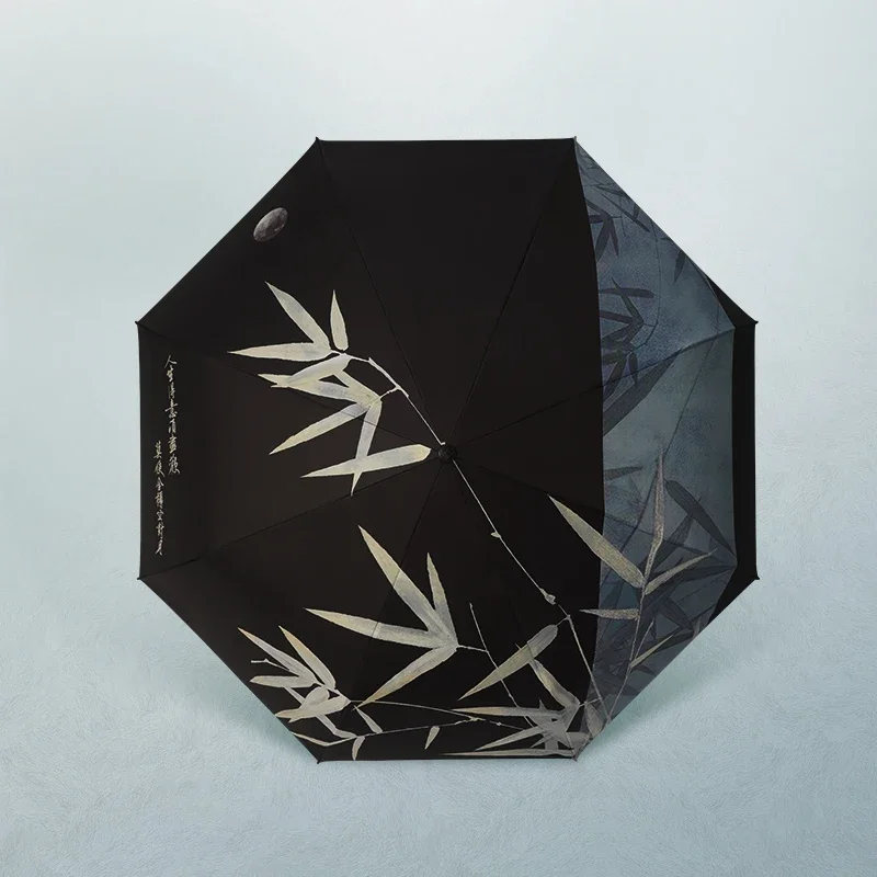 Snow Castle Chinese Wind and Rain Umbrella Folding Fully Automatic Men's Umbrella, Clear and Rain Dual Use Umbrella