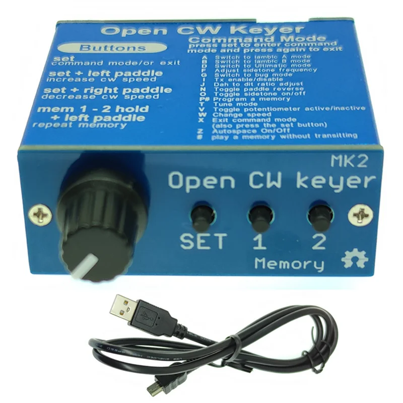 Open CW Keyer MK2 Finished with Aluminum Shell CW Keyer MK2 KIT CW Speed Adjustable From 1 to 999 WPM