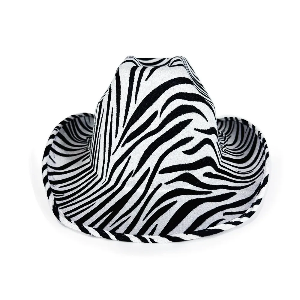 Fashion Cow Printed Bowler Hat Adjustable Double-sided Prom Show Halloween Party Hat Zebra Tiger Leopard Printed Cosplay Hat