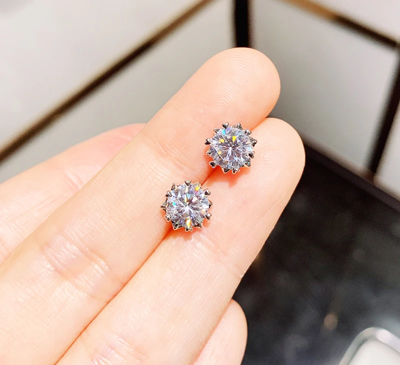 D VVS1 Moissanite And Zircon Stud Earrings For Women Men 925 Sterling Silver Platinum Plating Moissanita Pass Diamond Tester